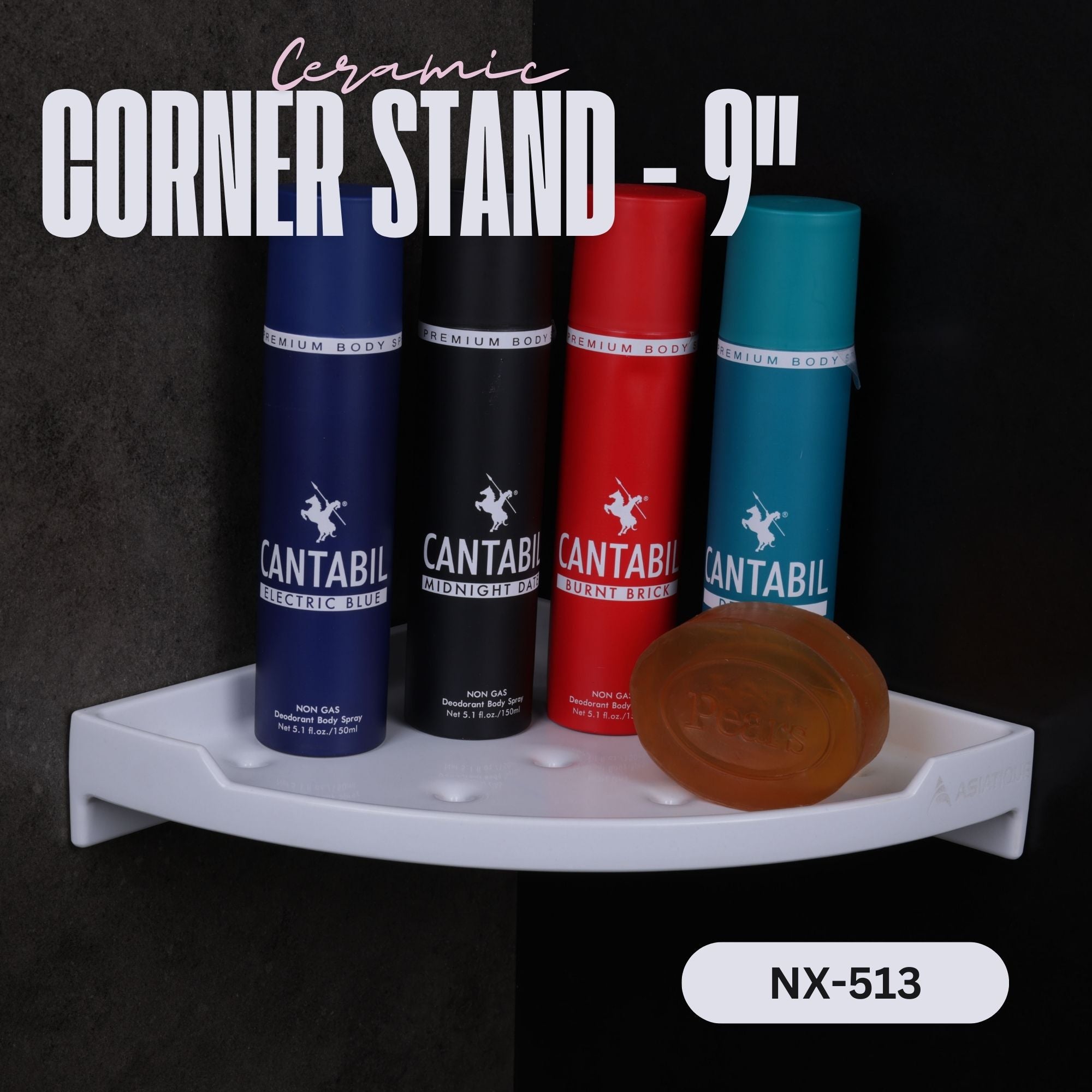 ASIATIQUE Semi Ceramic 9 Inch Corner Stand Bathroom Corner Shelf | NX-513