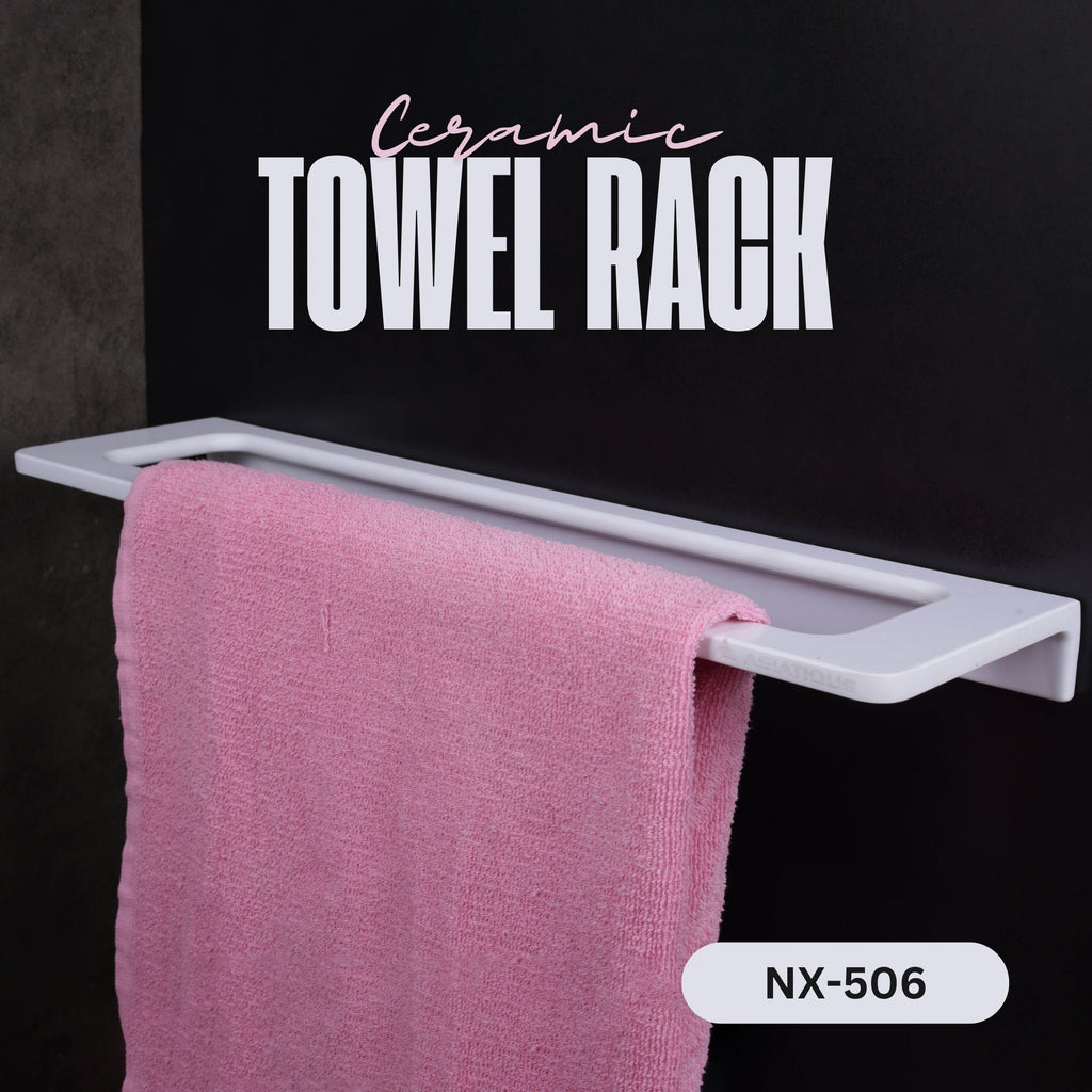 ASIATIQUE Semi Ceramic Towel Rack NX-506 | Wall Mounted Bathroom Towel Holder | Modern Towel Bar Rack | 22 Inch