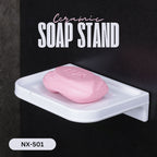 ASIATIQUE Semi Ceramic Soap Stand NX-501 | Wall Mounted Bathroom Soap Holder & Soap Dish | Modern Bathroom Accessory