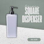 ASIATIQUE Semi Ceramic Square Dispenser NX-509 (400ml) | Premium Soap & Lotion Dispenser | Bathroom Countertop Liquid Soap Pump | 400ml