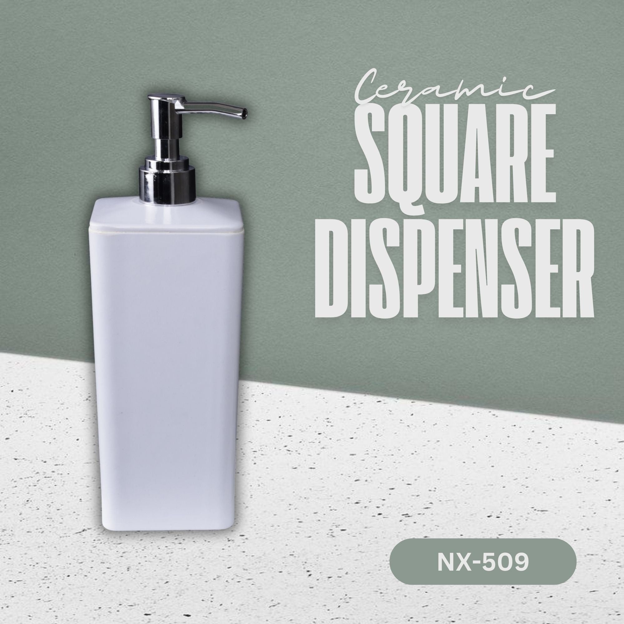 ASIATIQUE Semi Ceramic Square Dispenser NX-509 (400ml) | Premium Soap & Lotion Dispenser | Bathroom Countertop Liquid Soap Pump | 400ml