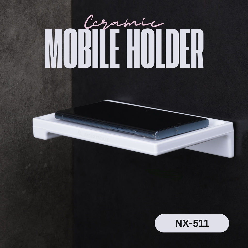 ASIATIQUE Semi Ceramic Smart Mobile Holder NX-511 | Wall Mounted Bathroom Mobile Shelf | Waterproof Phone Stand | 7.92 Inch