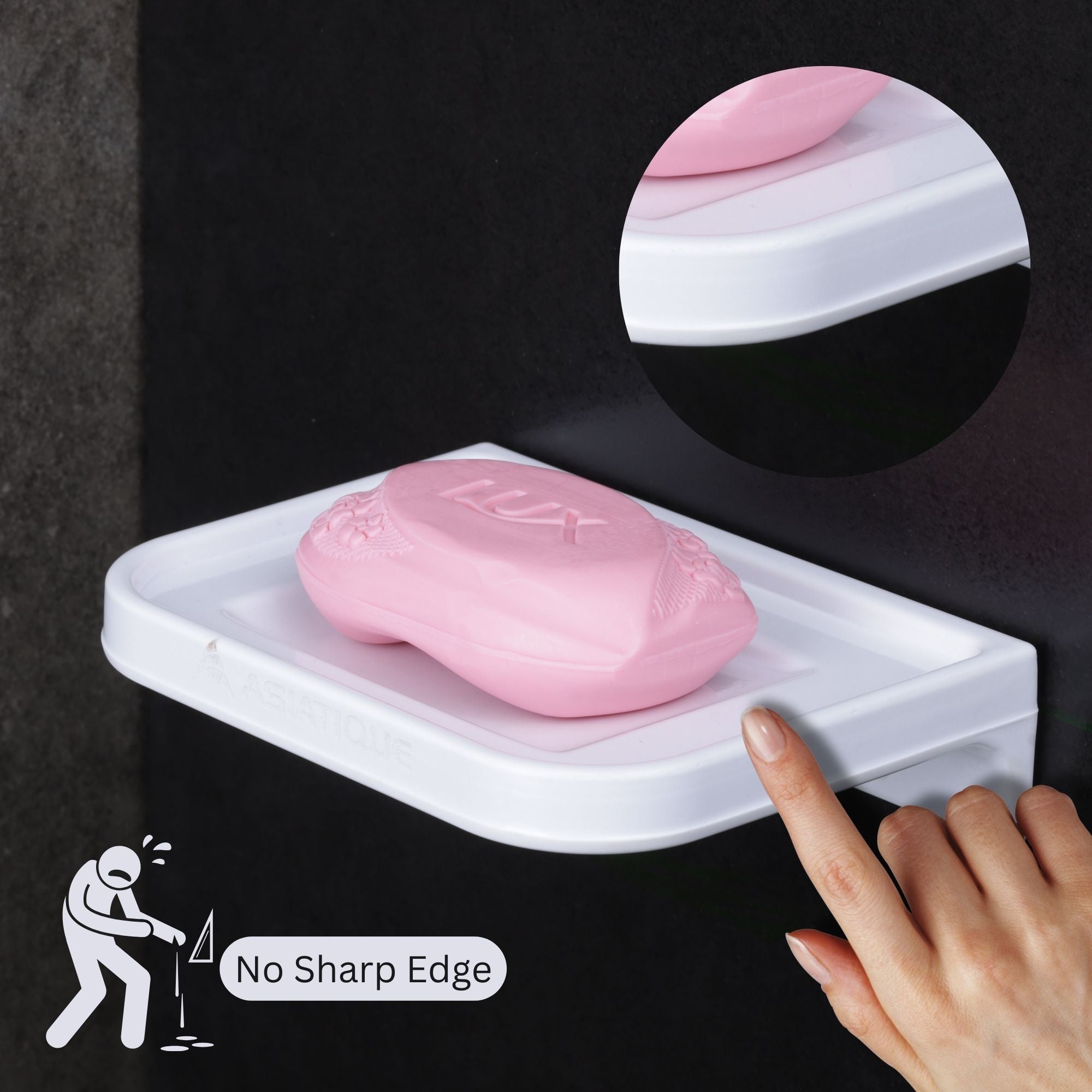 ASIATIQUE Semi Ceramic Soap Stand NX-501 | Wall Mounted Bathroom Soap Holder & Soap Dish | Modern Bathroom Accessory