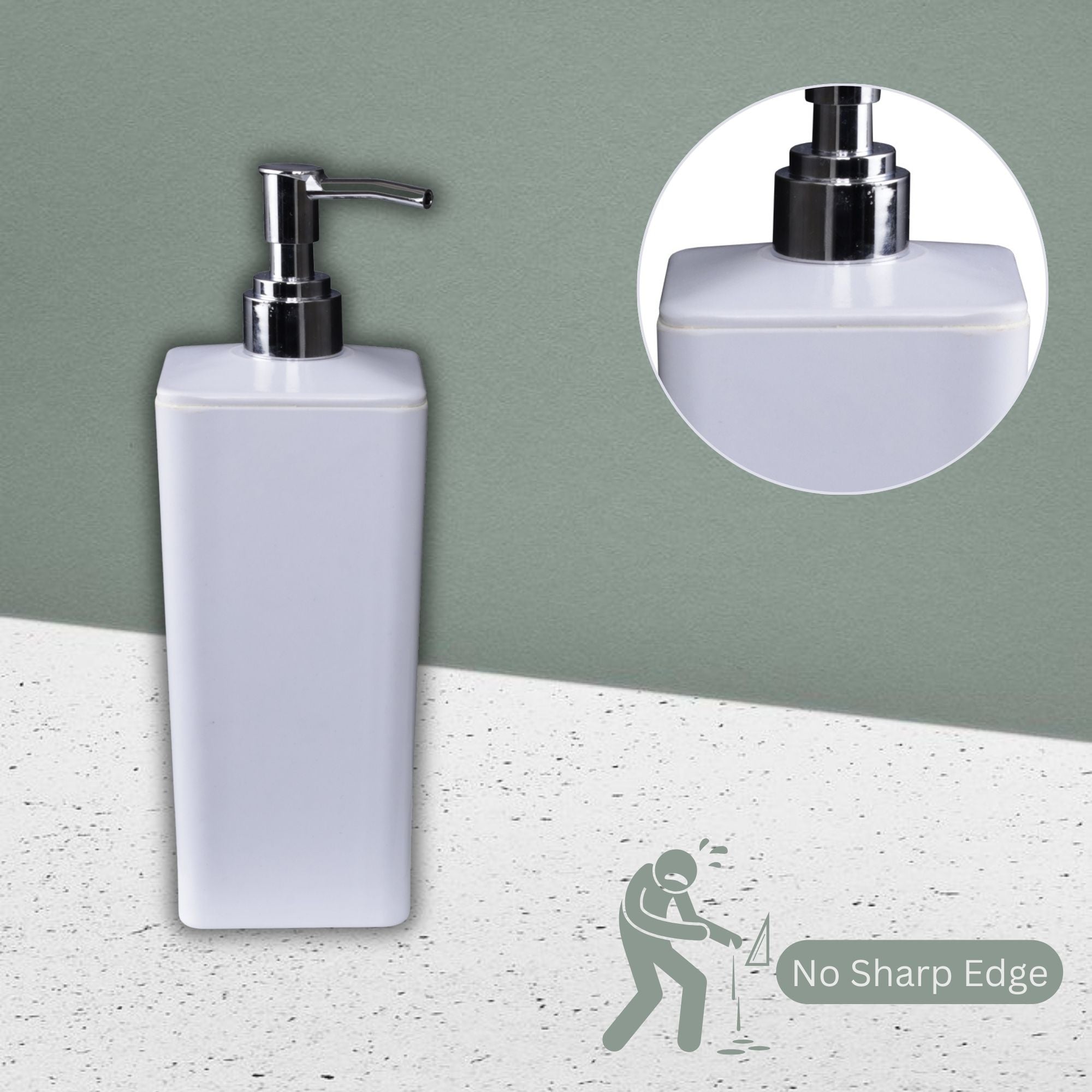 ASIATIQUE Semi Ceramic Square Dispenser NX-509 (400ml) | Premium Soap & Lotion Dispenser | Bathroom Countertop Liquid Soap Pump | 400ml
