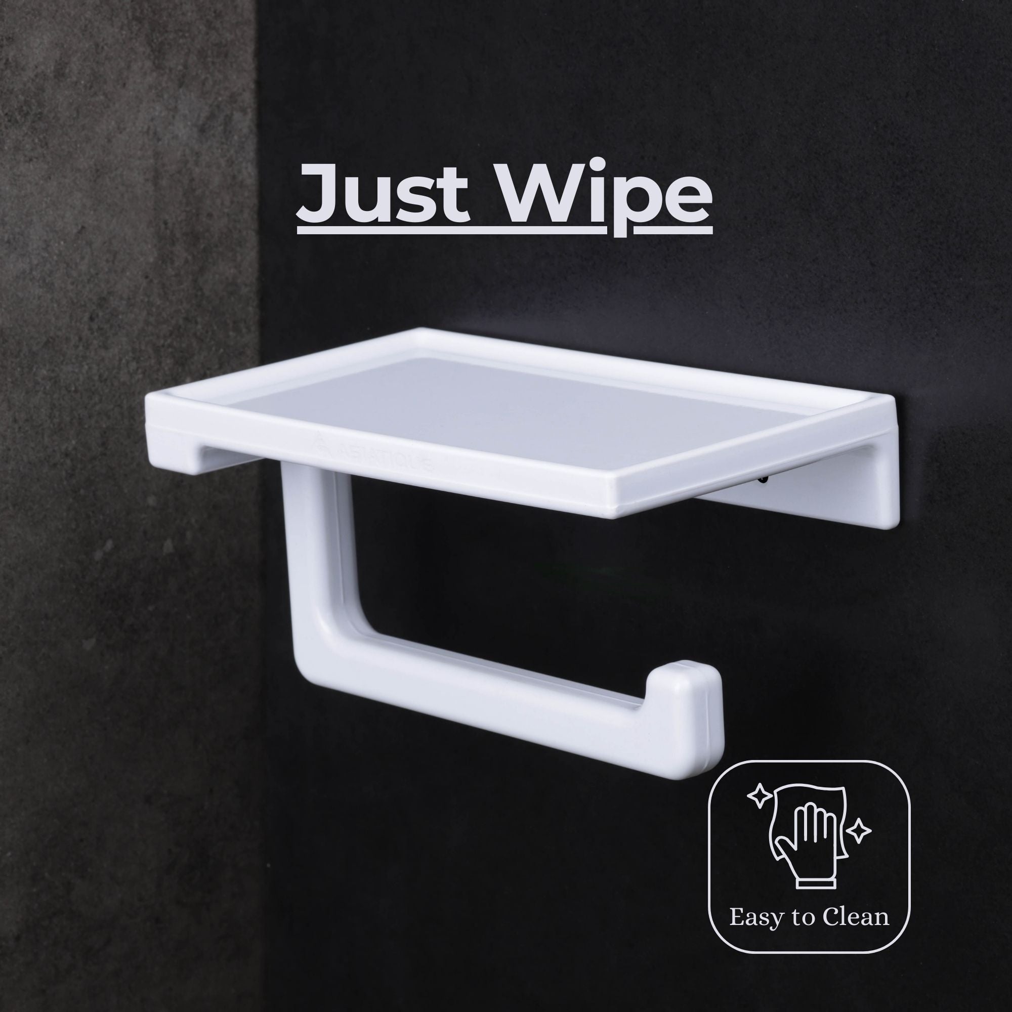 ASIATIQUE Semi Ceramic Tissue Holder NX-508 | Wall Mounted Toilet Paper Holder with Mobile Shelf | Bathroom Tissue Roll Stand | 7.99 Inch