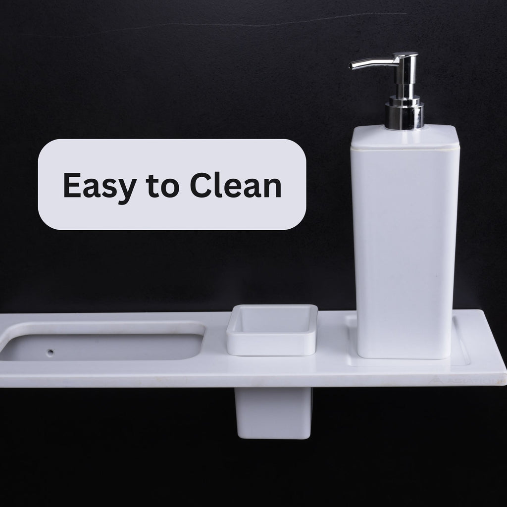 ASIATIQUE Semi Ceramic 3 In 1 Sink Rack NX-503 | Wall Mounted Bathroom Sink Organizer with Towel Holder & Storage Shelf | Modern Bathroom Accessory