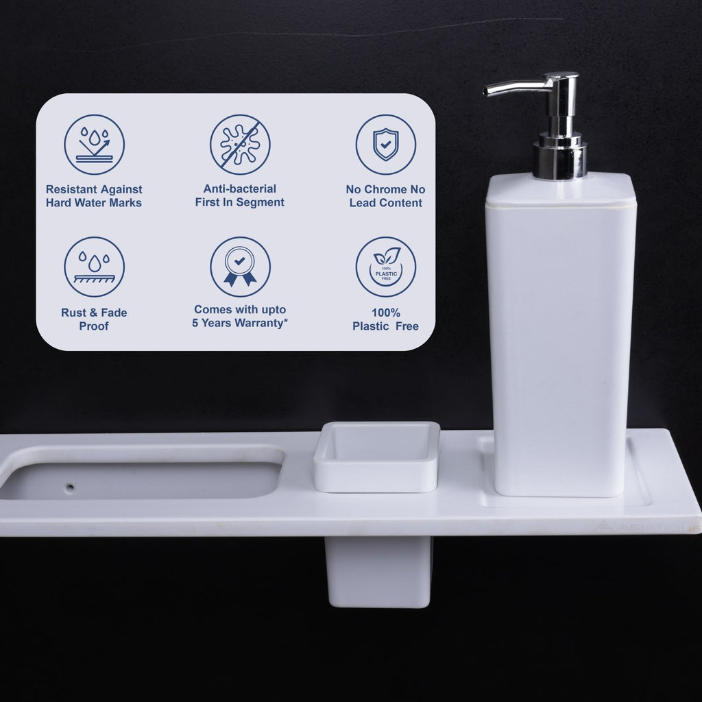 ASIATIQUE Semi Ceramic 3 In 1 Sink Rack NX-503 | Wall Mounted Bathroom Sink Organizer with Towel Holder & Storage Shelf | Modern Bathroom Accessory