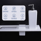 ASIATIQUE Semi Ceramic 3 In 1 Sink Rack NX-503 | Wall Mounted Bathroom Sink Organizer with Towel Holder & Storage Shelf | Modern Bathroom Accessory