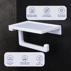 ASIATIQUE Semi Ceramic Tissue Holder NX-508 | Wall Mounted Toilet Paper Holder with Mobile Shelf | Bathroom Tissue Roll Stand | 7.99 Inch