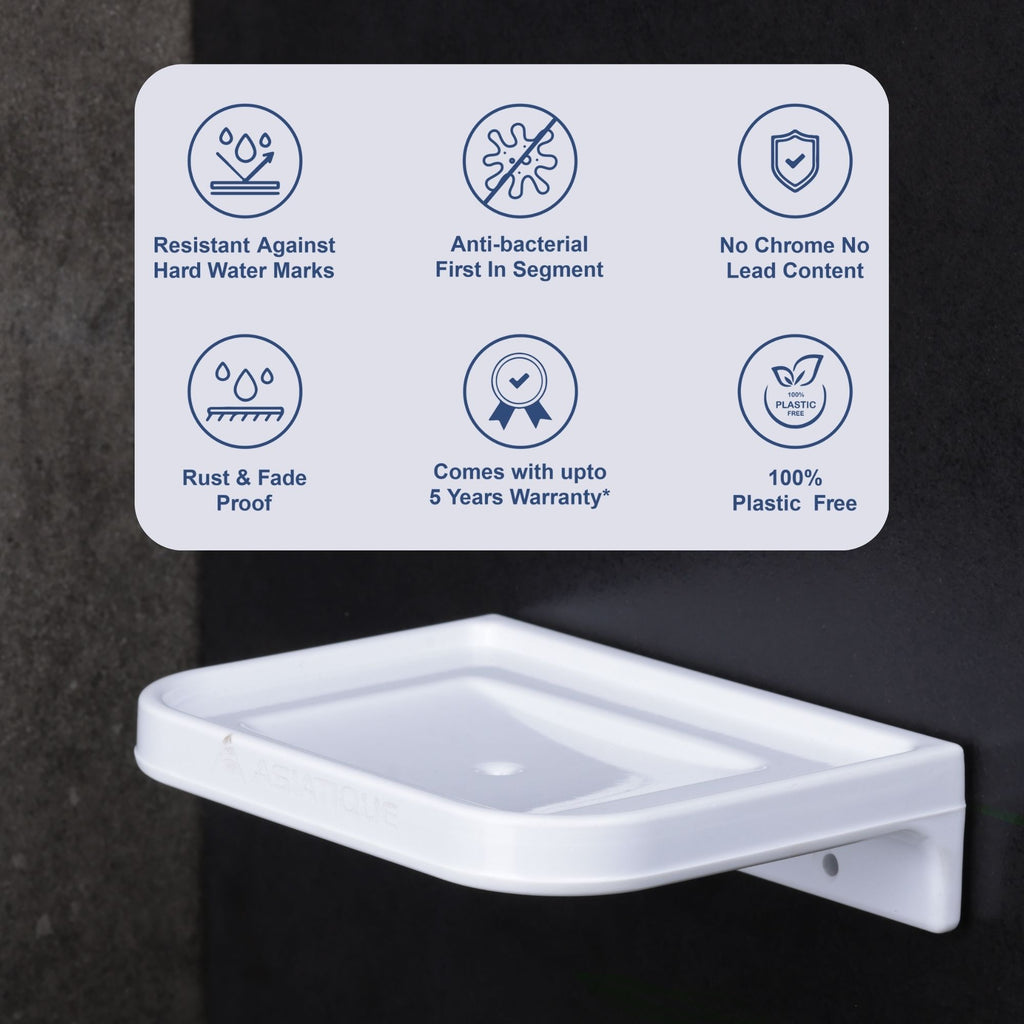 ASIATIQUE Semi Ceramic Soap Stand NX-501 | Wall Mounted Bathroom Soap Holder & Soap Dish | Modern Bathroom Accessory