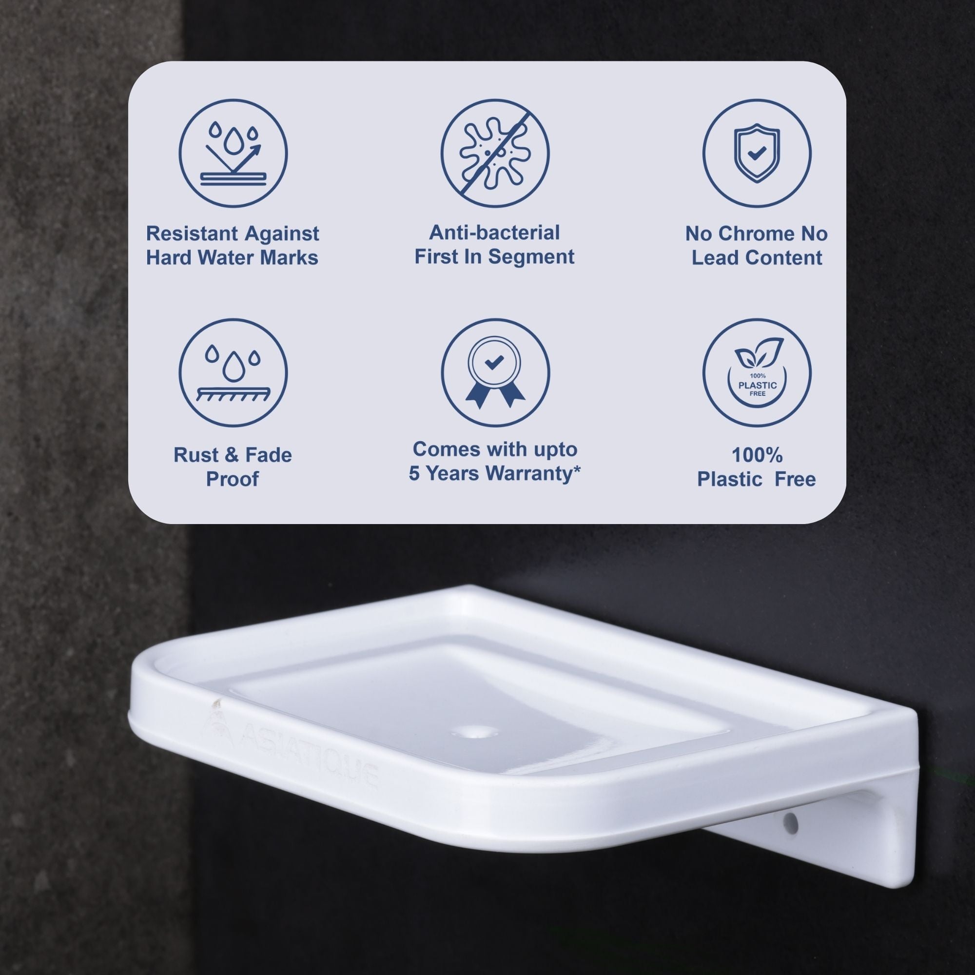 ASIATIQUE Semi Ceramic Soap Stand NX-501 | Wall Mounted Bathroom Soap Holder & Soap Dish | Modern Bathroom Accessory