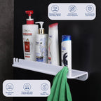 ASIATIQUE Semi Ceramic Shower Rack NX-512 | Wall Mounted Bathroom Storage Shelf with Drain Hole & Towel Holder | 15.43 Inch