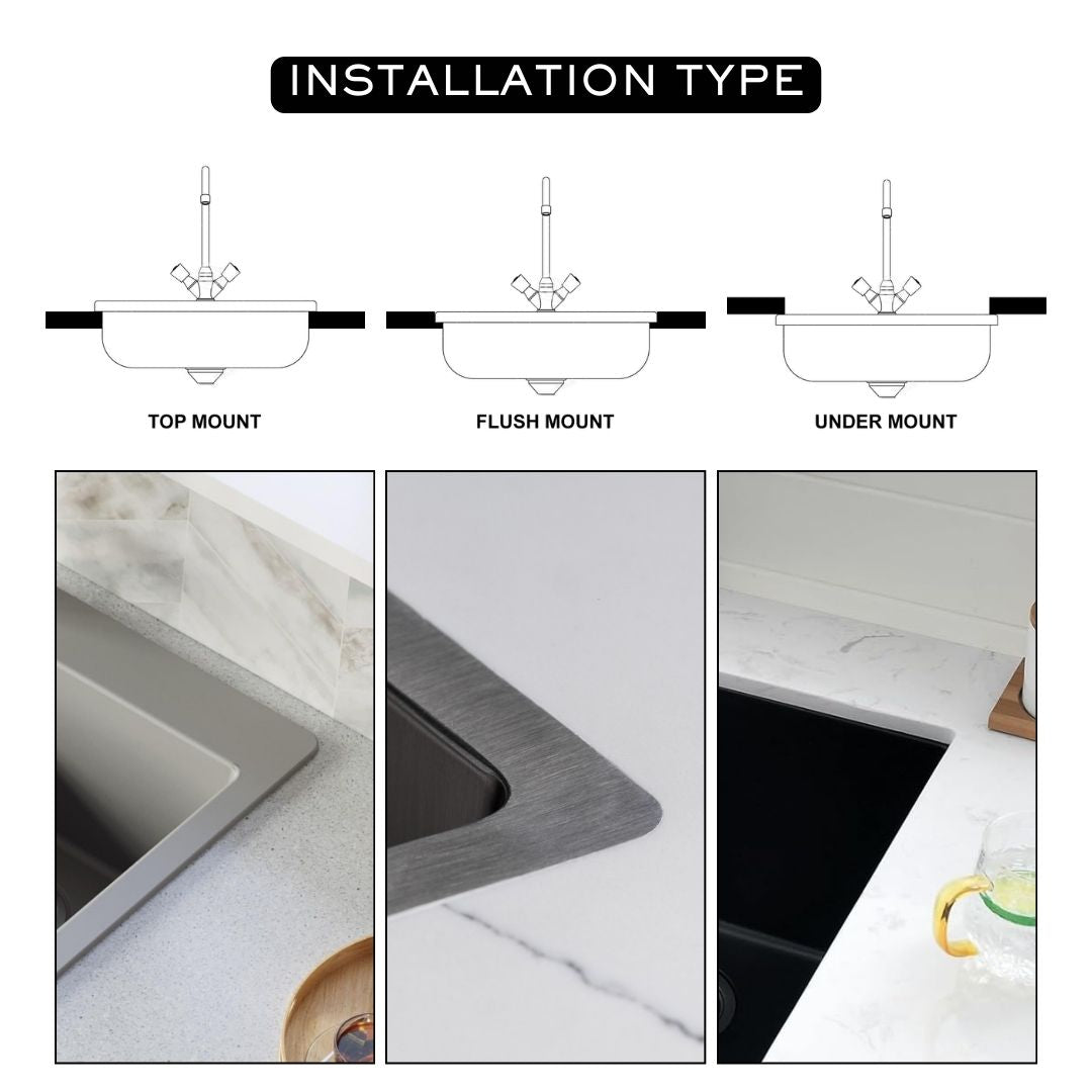 Asiatique Single Bowl Quartz Kitchen Sink (D105- LUXUR), Granite Finish, 304 Grade SS coupling, Slop Drain, Noise Reduction Design | 30 x 20 x 8.5 inches