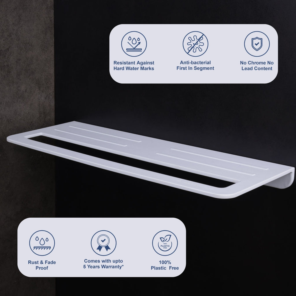 ASIATIQUE Semi Ceramic Towel Shelf NX-504 | Wall Mounted Bathroom Towel Shelf Rack | Modern Storage Shelf | 21.96 Inch