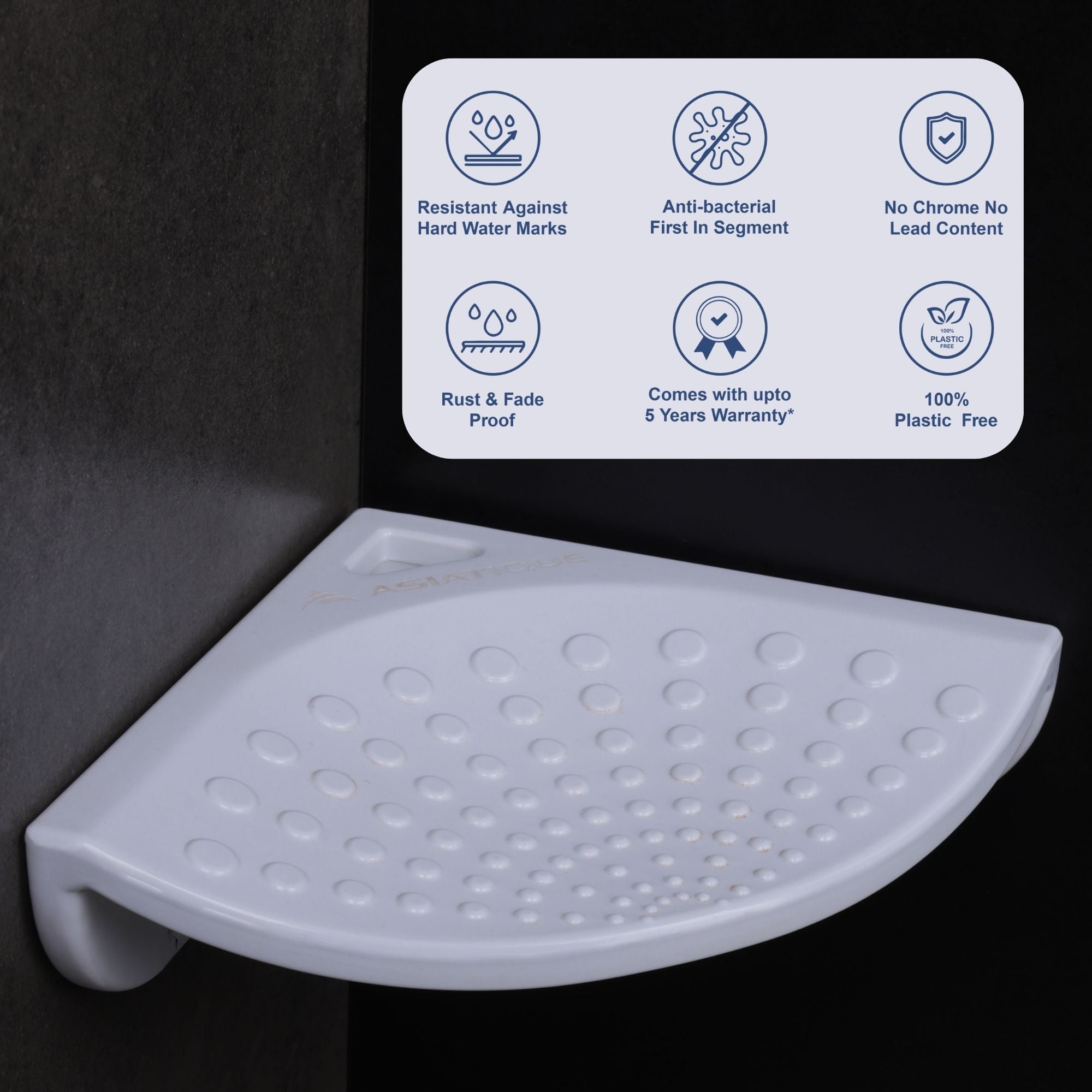 ASIATIQUE Semi Ceramic Smart Corner Foot Rest Bathroom Shaving Foot Support | NX-515