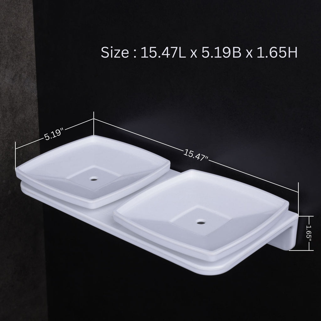 ASIATIQUE Semi Ceramic Double Soap Holder NX-510 | Wall Mounted Dual Soap Dish with Water Drain | Bathroom Soap Stand | 15.47 Inch