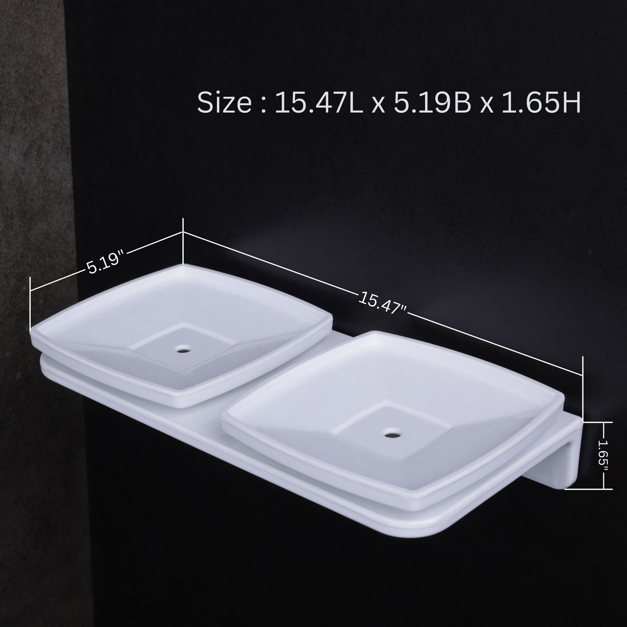 ASIATIQUE Semi Ceramic Double Soap Holder NX-510 | Wall Mounted Dual Soap Dish with Water Drain | Bathroom Soap Stand | 15.47 Inch