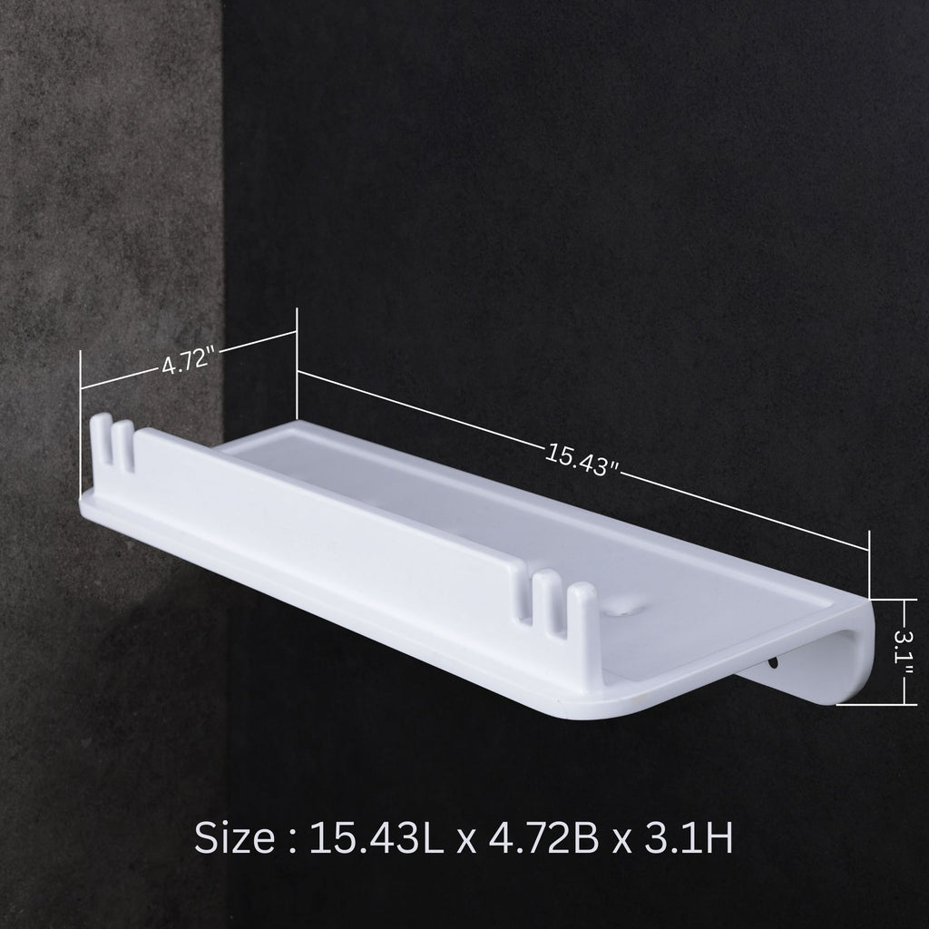 ASIATIQUE Semi Ceramic Shower Rack NX-512 | Wall Mounted Bathroom Storage Shelf with Drain Hole & Towel Holder | 15.43 Inch