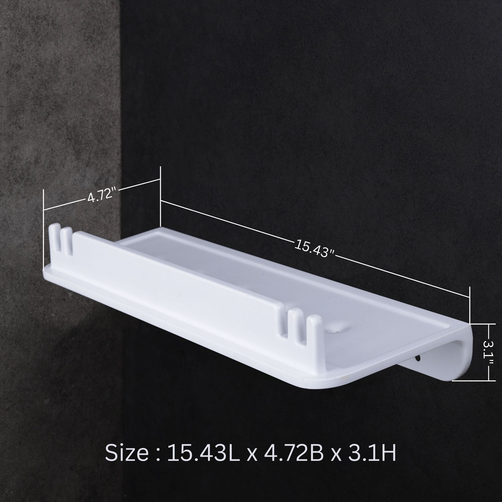 ASIATIQUE Semi Ceramic Shower Rack NX-512 | Wall Mounted Bathroom Storage Shelf with Drain Hole & Towel Holder | 15.43 Inch