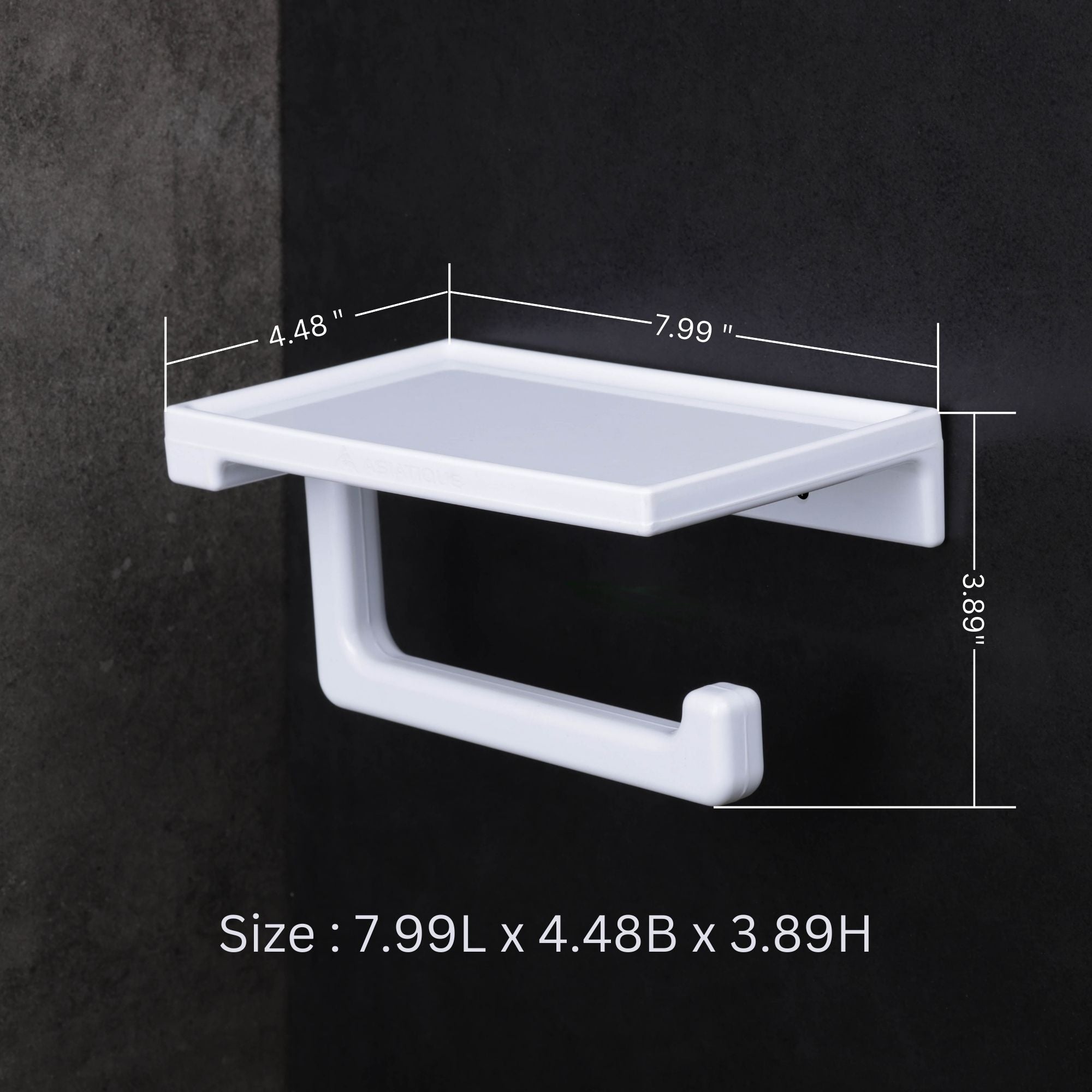 ASIATIQUE Semi Ceramic Tissue Holder NX-508 | Wall Mounted Toilet Paper Holder with Mobile Shelf | Bathroom Tissue Roll Stand | 7.99 Inch