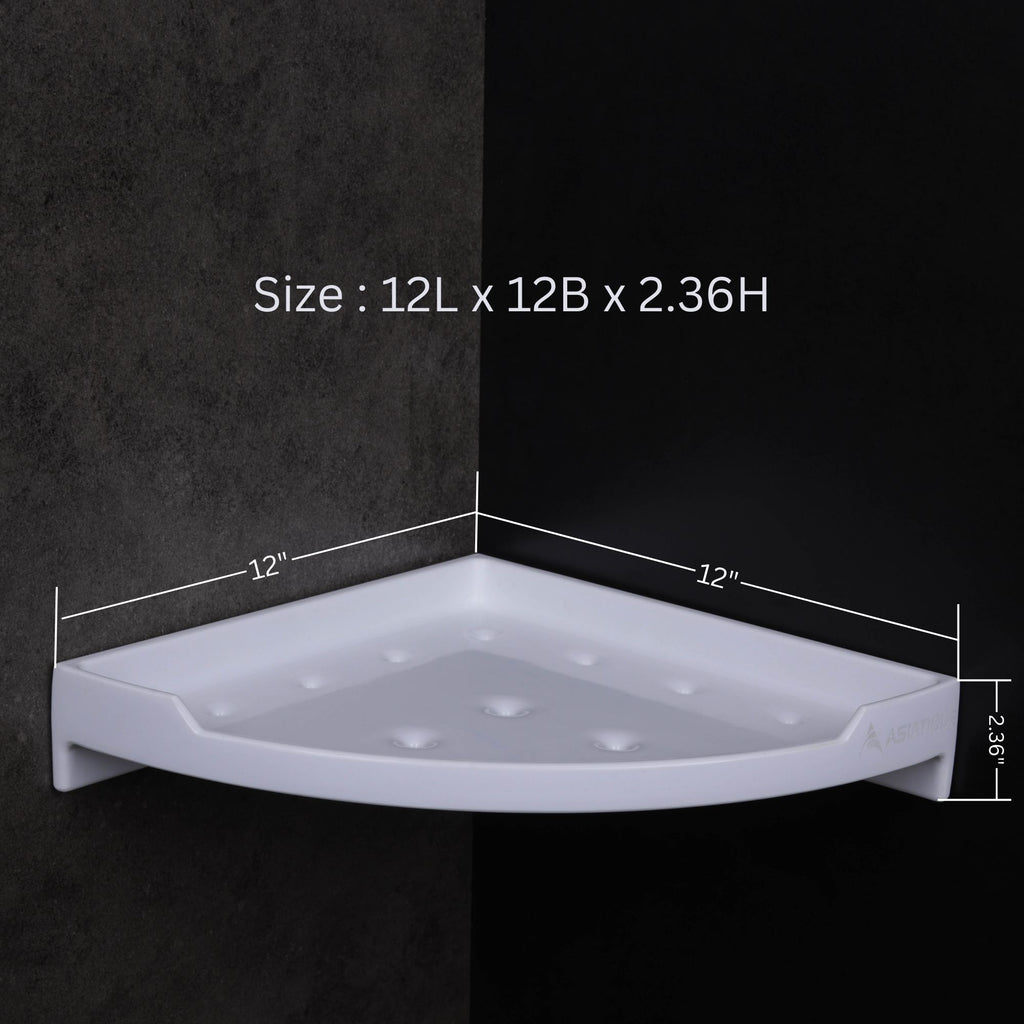 ASIATIQUE Semi Ceramic 12 Inch Corner Stand Bathroom Corner Storage Shelf | NX-514