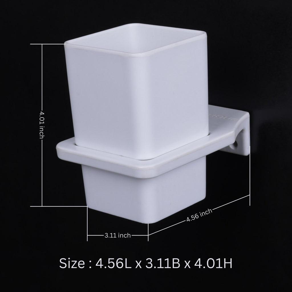 ASIATIQUE Semi Ceramic Tooth Brush Holder NX-502 | Wall Mounted Bathroom Toothbrush & Toothpaste Holder | Modern Bathroom Organizer