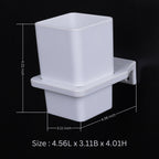 ASIATIQUE Semi Ceramic Tooth Brush Holder NX-502 | Wall Mounted Bathroom Toothbrush & Toothpaste Holder | Modern Bathroom Organizer