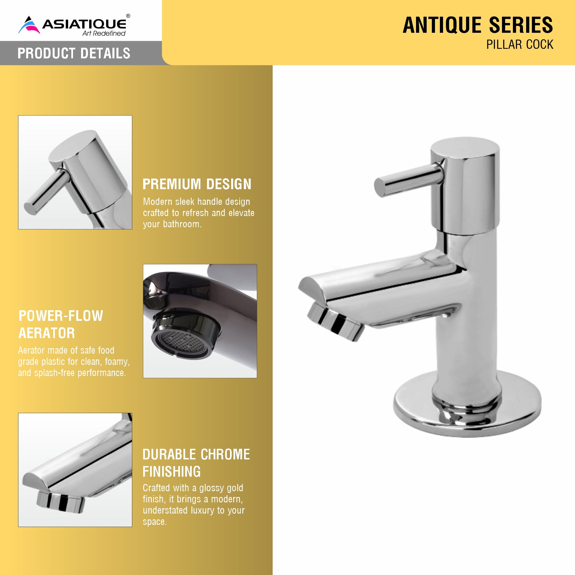 Asiatique PillarCock  (A-000), Antique Series Premium Faucets & Sink Mixers