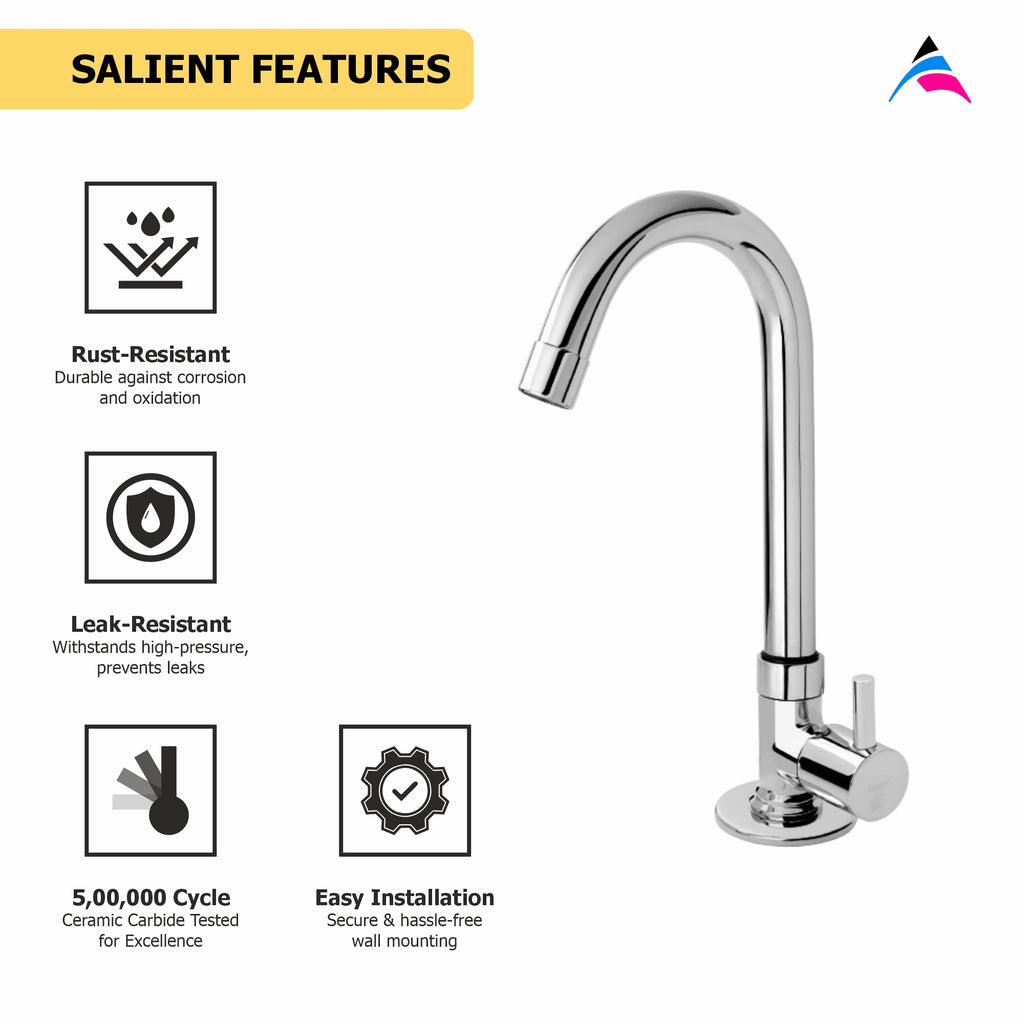 Asiatique Pillar Cock With Swivel 'J' Spout (A-002), Antique Series Premium Faucets & Sink Mixers
