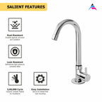 Asiatique Pillar Cock With Swivel 'J' Spout (A-002), Antique Series Premium Faucets & Sink Mixers