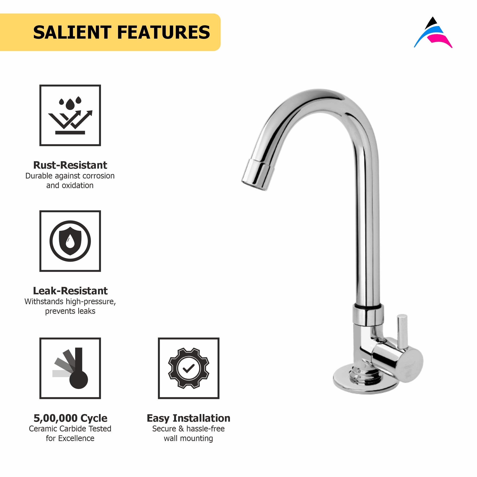 Asiatique Pillar Cock With Swivel 'J' Spout (A-002), Antique Series Premium Faucets & Sink Mixers