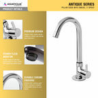 Asiatique Pillar Cock With Swivel 'J' Spout (A-002), Antique Series Premium Faucets & Sink Mixers