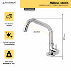 Asiatique Pillar Cock  With Extended Swivel Spout   (A-002EX), Antique Series Premium Faucets & Sink Mixers