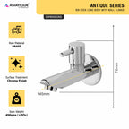 Asiatique Bib Cock Long Body With Wall Flange   (A-004), Antique Series Premium Faucets & Sink Mixers