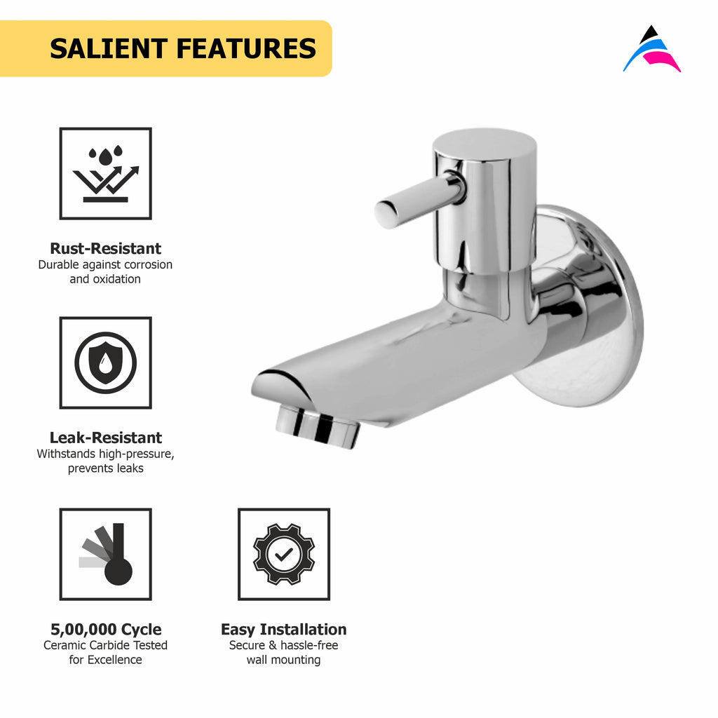 Asiatique Bib Cock Long Body With Wall Flange   (A-004), Antique Series Premium Faucets & Sink Mixers
