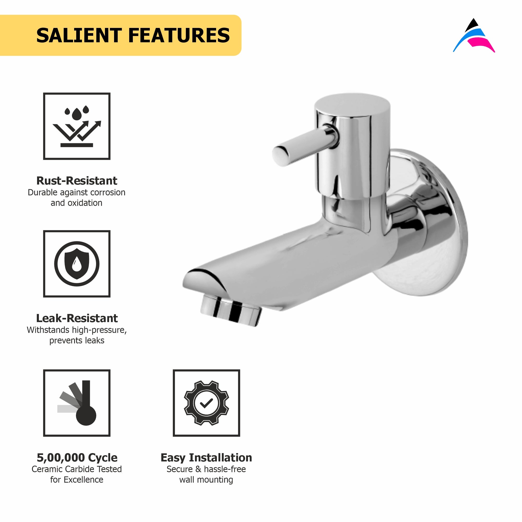 Asiatique Bib Cock Long Body With Wall Flange   (A-004), Antique Series Premium Faucets & Sink Mixers