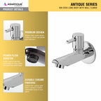 Asiatique Bib Cock Long Body With Wall Flange   (A-004), Antique Series Premium Faucets & Sink Mixers