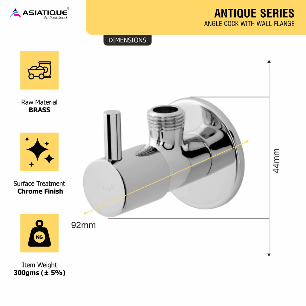 Asiatique Angle Cock With Wall  Flange   (A-005), Antique Series Premium Faucets & Sink Mixers