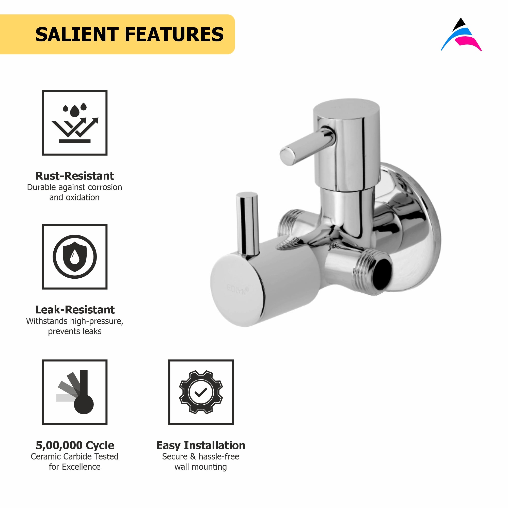 Asiatique 2 Way Angle Cock With Wall  Flange   (A-005TW), Antique Series Premium Faucets & Sink Mixers
