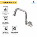 Asiatique Sink Cock with Extended Swivel Spout Side Handle Wall Mounted with Flange (A-008EX SH), Antique Series Premium Faucets & Sink Mixers