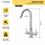 Asiatique C/H Basin Mixer With Swivel 'J' Spout   (A-011), Antique Series Premium Faucets & Sink Mixers