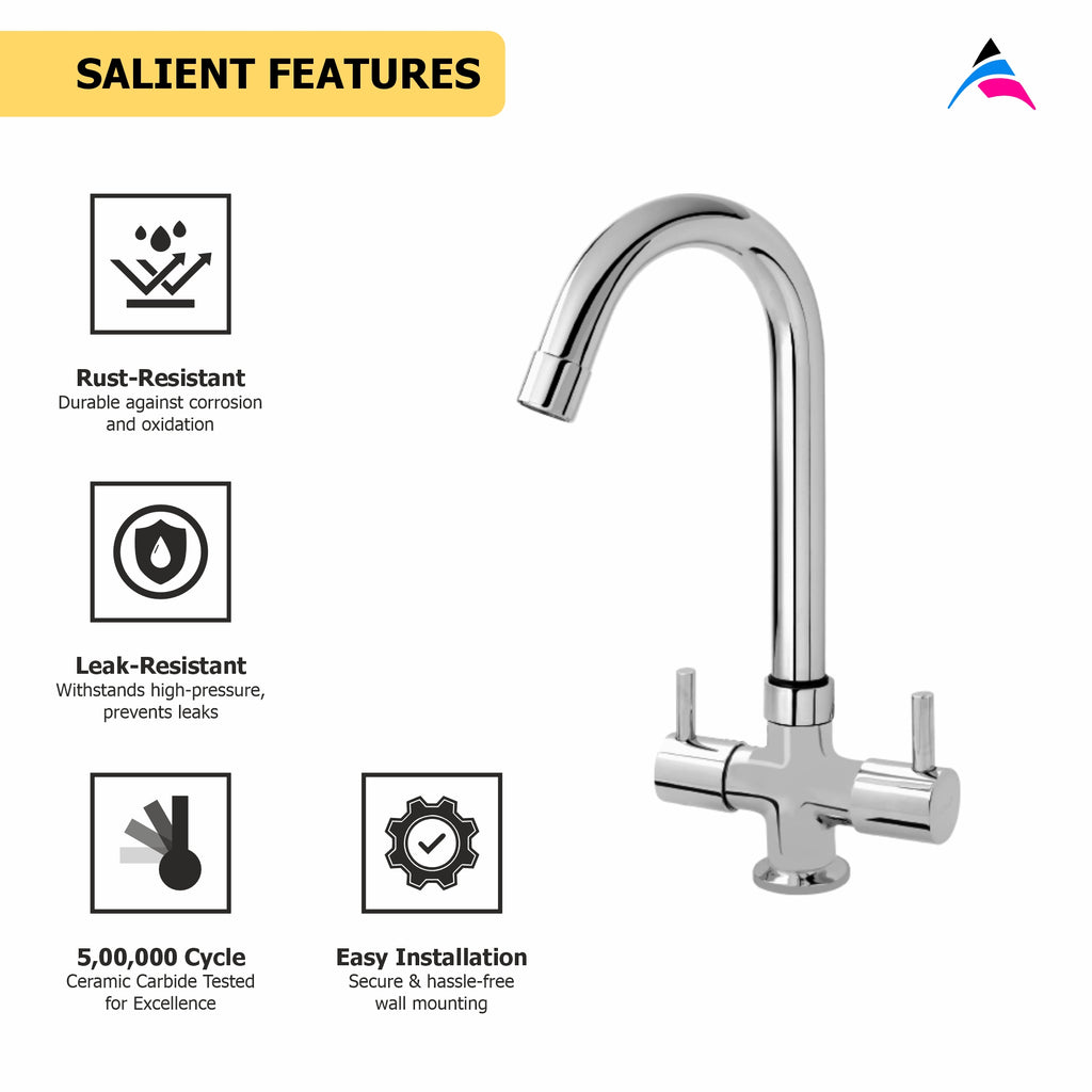 Asiatique C/H Basin Mixer With Swivel 'J' Spout   (A-011), Antique Series Premium Faucets & Sink Mixers