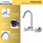 Asiatique Sink Mixer With Swivel 'J' Spout Wall Mounted  (A-013), Antique Series Premium Faucets & Sink Mixers