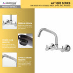 Asiatique Sink Mixer with Extended Swivel Spout Wall Mounted  (A-013EX), Antique Series Premium Faucets & Sink Mixers