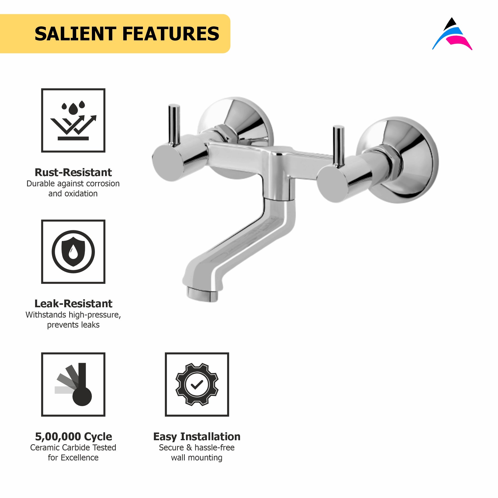 Asiatique Wall Mixer Non-Telephonic Wall Mounted (A-014), Antique Series Premium Faucets & Sink Mixers