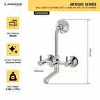 Asiatique Wall Mixer Telephonic With 'L' Bend for ARR. O/H shower (A-017), Antique Series Premium Faucets & Sink Mixers