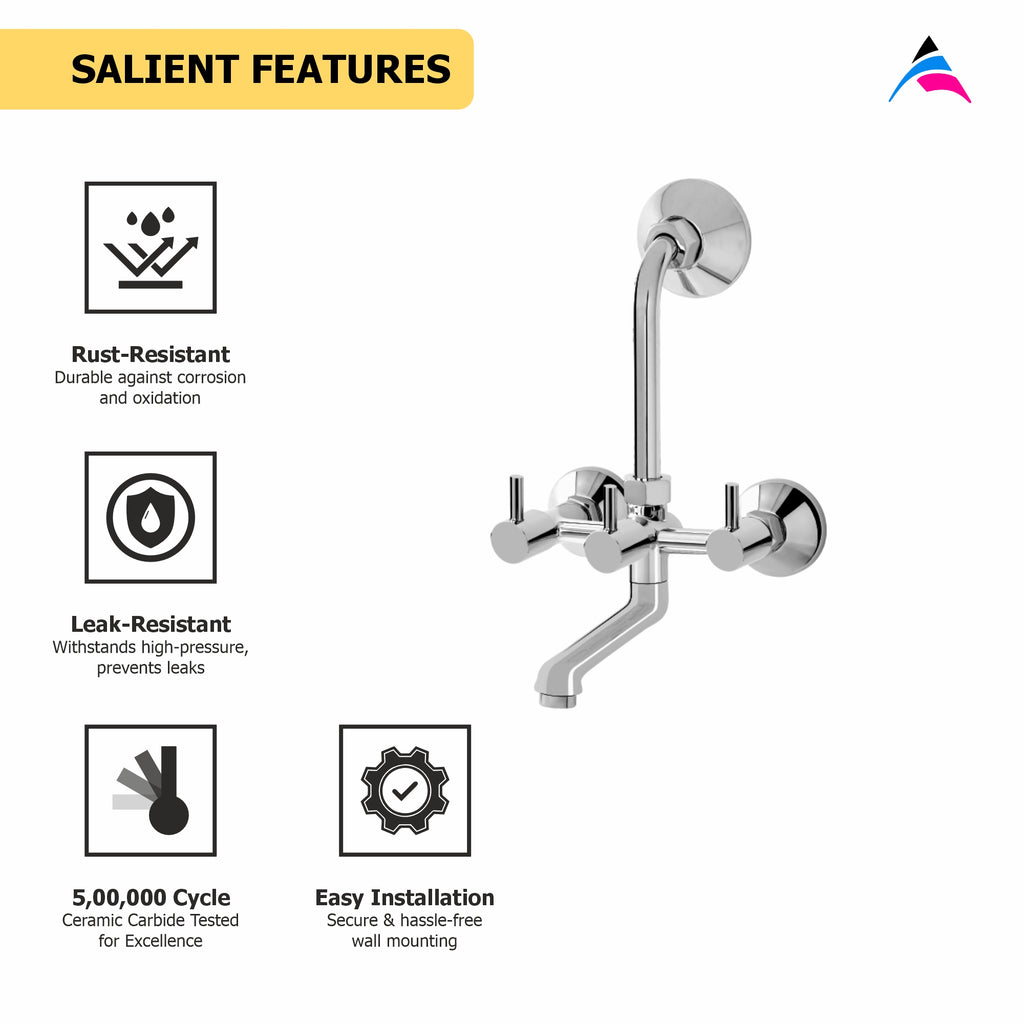 Asiatique Wall Mixer Telephonic With 'L' Bend for ARR. O/H shower (A-017), Antique Series Premium Faucets & Sink Mixers