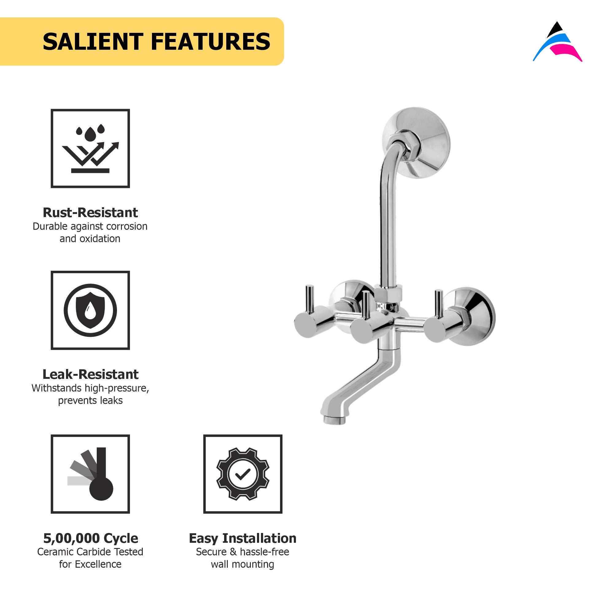 Asiatique Wall Mixer Telephonic With 'L' Bend for ARR. O/H shower (A-017), Antique Series Premium Faucets & Sink Mixers