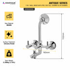 Asiatique 3 in 1 Wall Mixer With Pro. fro Tele. Shower & O/H shower (A-018), Antique Series Premium Faucets & Sink Mixers