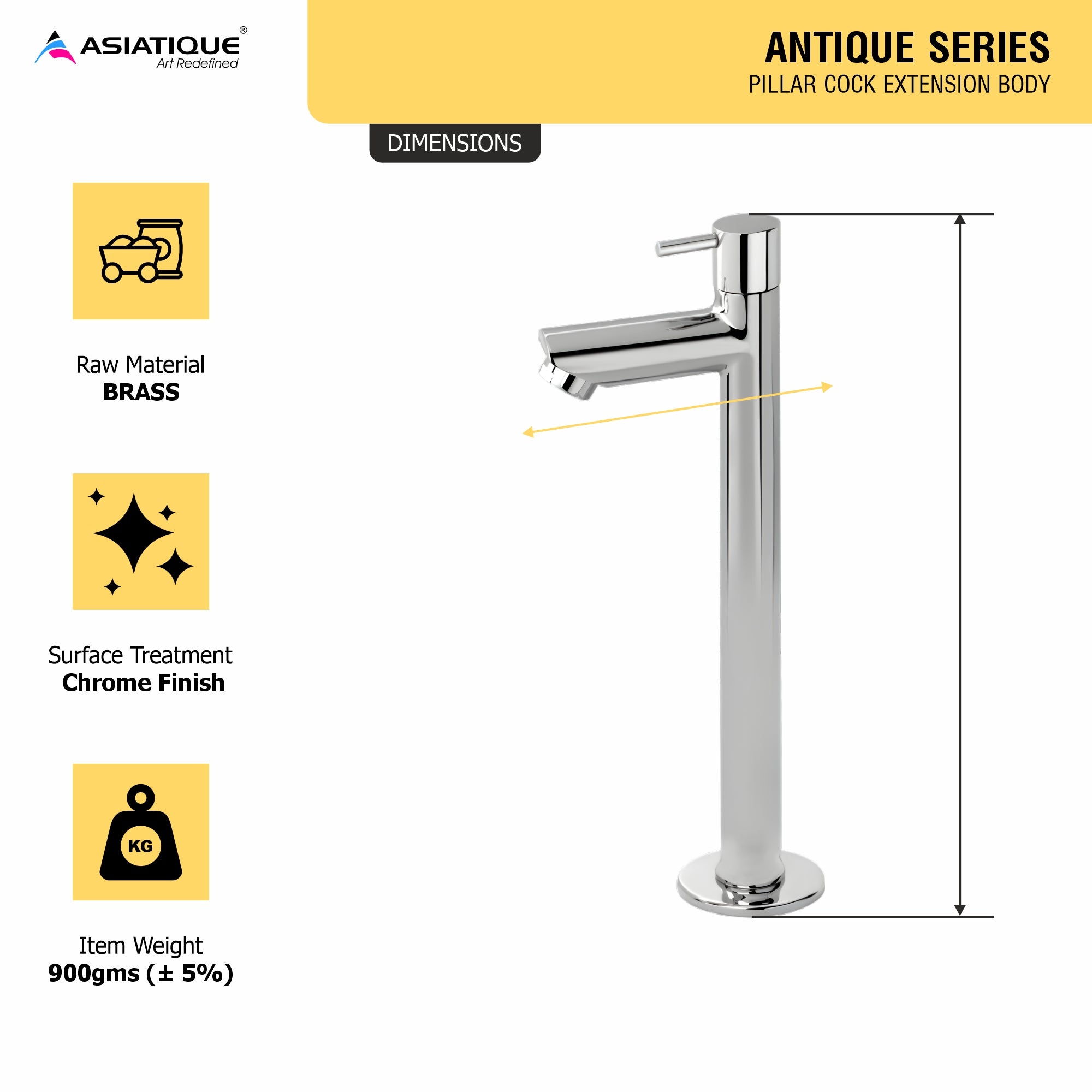 Asiatique Pillar Cock Extension Body   (A-023), Antique Series Premium Faucets & Sink Mixers
